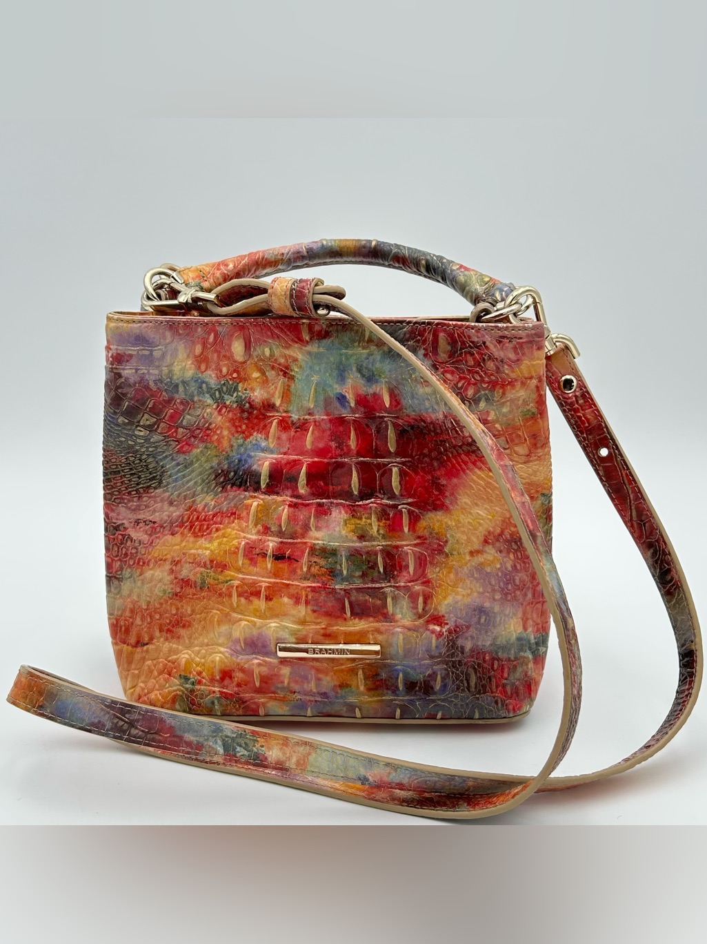 Brahmin Multicolor Crocodile Embossed Mini Amelia Satchel